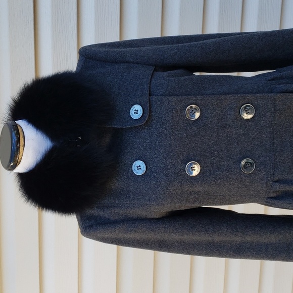 BURBERRY COATBRIDGE DOUBLE-BREASTED WOOL CASHMERE TRENCH COAT FUR COLLAR - Picture 4 of 16